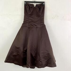 SAISON BLANCHE Vintage Y2k brown strapless fit and flare drop waist dress sz 12